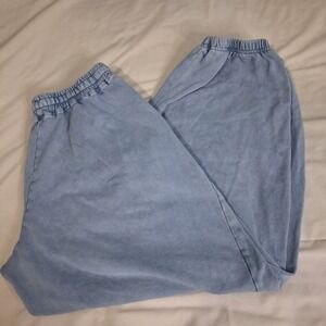 Anthropologie Lazy Sunday Womens Parachute Pant Blue Acid Wash Baggy  Joggers M